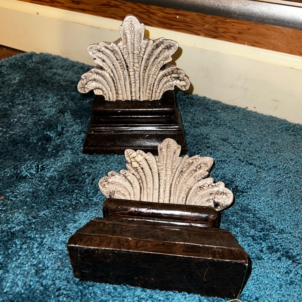 Vintage Italian Acanthus Leaf Motif Marble Stone Bookends/ Sculpture Decor - Picture 10 of 16